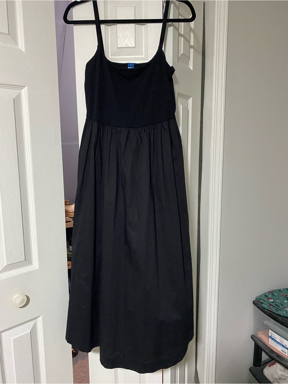 Old Navy Black Midi Spaghetti Strap Dress